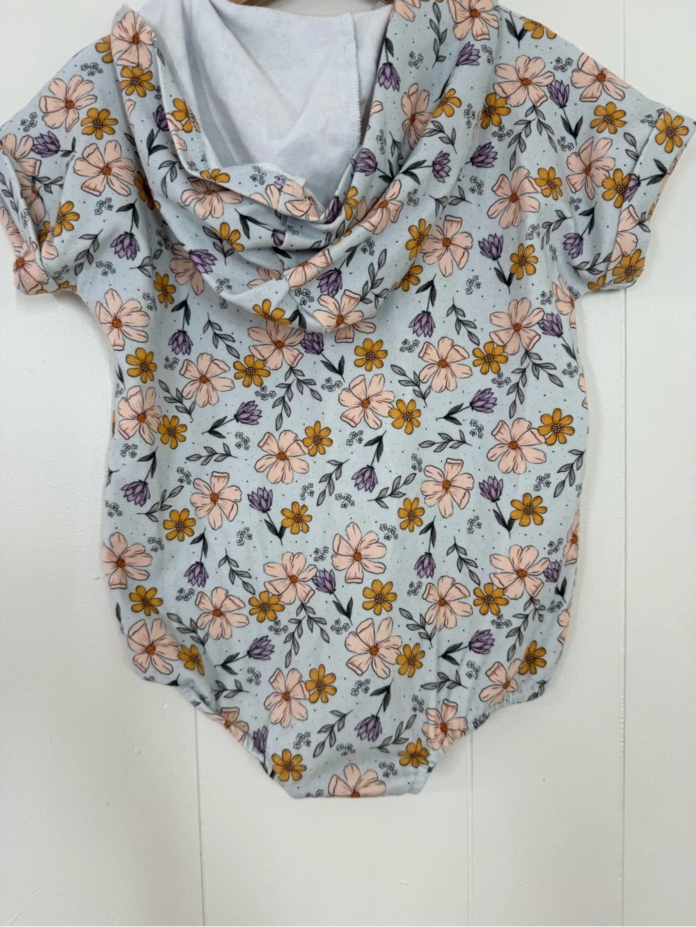 Little One Shop Floral Hooded Short Sleeve Bubble Romper
